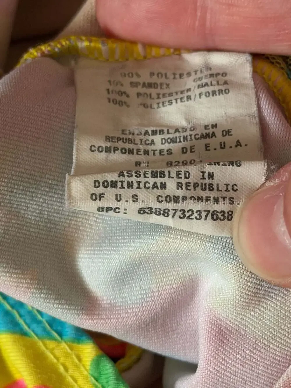 90s Vintage Girls Neon Rainbow Floral Striped One-Piece Swimsuit Size 3T